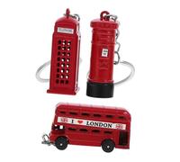 TOGEVAL 3 Stück London Souvenir Schlüsselanhänger Bus Telefonzelle und Briefkasten Metallanhänger Britisches Reisegeschenk Miniatur Londoner Doppeldecker Bus Schlüsselringe Souvenir für