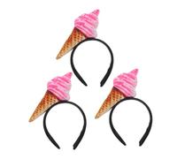 TOGEVAL 3 Stück Spa Stirnband Eiscreme Haarband Damen Weiches Stoffhaarband für Gesichtsreinigung Make up Styling Lustiges Haarzubehör Mädchen