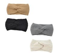 TOGEVAL 4 STÜCKE Handgefertigtes Breites Gestricktes Stirnband mit Knötchen Weiches Ohrenschützer Headwear für Damen Warmes Komfortables Winter Outdoor Zubehör Teiliges