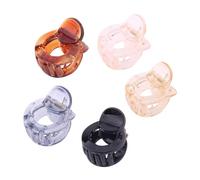 TOGEVAL 5 Stück Teiliges Mini Haarklammer Bunte Kunststoff Haarkralle Rutschfeste Haarspangen für Frauen Mädchen Vielseitig Einsetzbar in Schwarz Braun Champagner Transparent Rosa