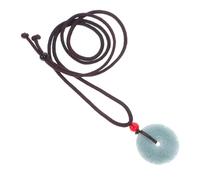 TOGEVAL Grüne Jade Anhänger Halskette Damen Geschnitzter Edelstein Glücksbringer Antike Perlenkette für Formelle und Freizeit Outfits