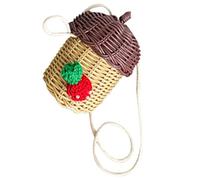 TOGEVAL Kleine Rattan Umhängetasche Nussförmig Handgewebt Leicht Damen Sommer Foto Requisite Strand