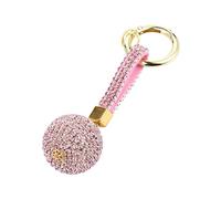 TOGEVAL Kreativer Funkelnder Schlüsselanhänger Kugel aus Kristall mit Hängeanhänger in Pink Eleganter Autoschlüsselanhänger und Modische Taschen Dekoration für Frauen