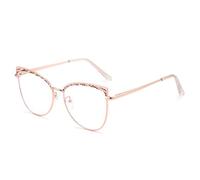 TOIPASTN Cat-Eye-Metallbrille, Retro-Luxus-Brillengestell für Damen, Anti-Blaulicht (Roségold)