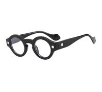 TOIPASTN Kleine runde Sonnenbrille mit Nieten für Damen und Herren, modischer Retro-Stil, UV400 (schwarz/transparent)