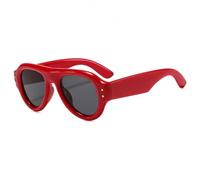 TOIPASTN Luxuriöse, runde Retro-Sonnenbrille mit UV400-Schutz für Damen und Herren (Rot/Schwarz)