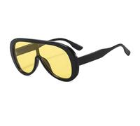 TOIPASTN Modische übergroße Sonnenbrille für Damen und Herren, Retro, luxuriös, UV400 (schwarz/gelb)