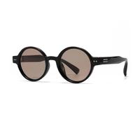TOIPASTN Polarisierte Sonnenbrille Herren Runde Gläser UV400 Retro Nieten Punk Damen (Schwarzes Licht Tee)