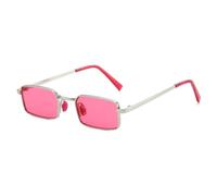 TOIPASTN Retro-Metall-Sonnenbrille für Damen und Herren, UV400-Schutz (Silber/Rosa)