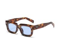 TOIPASTN Retro-Nieten-Sonnenbrille für Herren und Damen, UV400-Schutz (Leopardenblau)