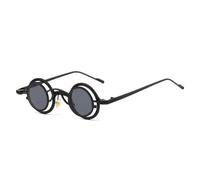 TOIPASTN Retro Runde Titan-Sonnenbrille für Damen, Steampunk-Stil für Herren, UV400 (schwarz)