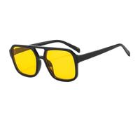 TOIPASTN Retro-Sonnenbrille für Damen und Herren, große Fassung (Schwarz-Gelb)