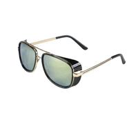 TOIPASTN Retro-Sonnenbrille für Damen und Herren im Steampunk-Stil, UV400 (Schwarz/Gold)