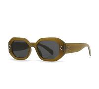TOIPASTN Retro-Sonnenbrille für Damen und Herren, oval, mit Nieten, modischer Farbverlauf, UV-Schutz (C2OliveGreen)