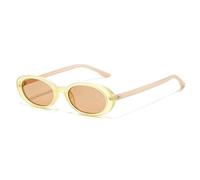 TOIPASTN Retro-Sonnenbrille, klein, oval, Herren, modisch, Farbverlauf, UV400, Damen, Punk (gelblich-hellbraun)