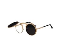 TOIPASTN Runde Metall-Sonnenbrille für Damen und Herren, Retro-Stil, UV-Schutz (gold/schwarz)