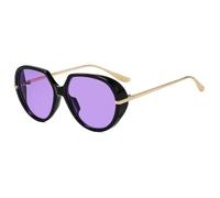 TOIPASTN Runde Punk-Sonnenbrille für Damen, luxuriöser Retro-Stil, UV-Schutz UV400 (C8 Schwarz/Lila)