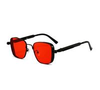TOIPASTN Steampunk-Sonnenbrille aus Metall mit Retro-Rahmen (schwarz rot)