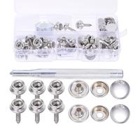TOKIDNY 15mm Edelstahl Canvas Druckknopf Satz mit 20 Silbernen Schnappverschlüssen 2 Werkzeugen und Kunststoffbox für Zelt und Planenbefestigung Korrosionsbeständig und Einfach zu Lagern