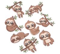 TOKIDNY 8 Stück Teiliges Faultier Aufnäher Bestickte Stoffflicken zum Aufbügeln und Annähen für Kleidung Hüte Jacken Cartoon Tier Applikationen zur Dekorativen Reparatur und Verzierungen