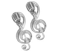 TOKIDNY Anstecknadeln mit Musiknoten und Mikrofon für Verschiedene Anlässe 2 Stück Brosche aus Legierung Silberfarbene Vintage Broschen Dekorative und Langlebige für Damen