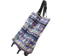 TOKIDNY Tragbarer Faltbarer Einkaufswagen mit Rollen Großer Geräumiger Einkaufstrolley aus Strapazierfähigem Polyester für Lebensmittel und Alltag