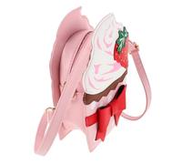 TOKIDNY Trendy Cupcake Schultertasche aus pflegeleichtem PU mit Schleifen Akzent, kleine Erdbeer Umhängetasche für Mädchen, geeignet für Alltag und Freizeit