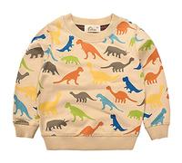 TOKYMOON Jungen Sweatshirt Kinder Dinosaurier Pullover Sweater Baumwolle T-Shirt Langarmshirt für Jungen Langarm Top Sweat Streetwear Jungen Pullover Kinder Gelb Dinosaurier 98-104
