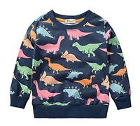 TOKYMOON Jungen Sweatshirt Kinder Dinosaurier Pullover Sweater Baumwolle T-Shirt Langarmshirt für Jungen Langarm Top Sweat Streetwear Jungen Pullover Kinder Dinosaurier 134-140