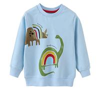 TOKYMOON Jungen Sweatshirt Kinder Warme Pullover Baumwolle Activewear Kinder Dinosaurier Pullover Digger T-Shirt Langarmshirt für Kinder Jungen Sweatshirt Pullover 1-7 Jahre Hellblau 104-110