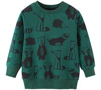 TOKYMOON Jungen Sweatshirt Kinder Warme Pullover Baumwolle Activewear Kinder Dinosaurier Pullover Digger T-Shirt Langarmshirt für Kinder Jungen Sweatshirt Pullover 1-7 Jahre Dunkelgrün 7T