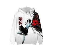 Tokyo Ghoul Hoodie Herren Damen Pullover Casual Hoodie Jacke Kirishima Toka Kaneki Ken Anime Gedruckt Sweatshirt Hoodie mit Taschen Langarm Sport Mode Hoodies, Typ 2, XL