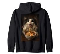 Tokyo Katze im Strohhut mit Teetasse Skytree City View Japan Kapuzenjacke