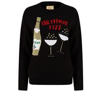 Tokyo Laundry Damen 'Merry Christmas' Festliches Design Xmas Pullover, Christmas Fizz - Black, 40