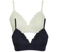 Tokyo Laundry Damen 'Myla' (2er-Pack) Bügelloser Spitzen-Textur, Vollschalen-BH, weich gepolsterter BH, Schneewittchen / Pfauenblau, XL