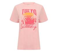Tokyo Laundry Damen Palma Tropical Sunset Motiv Baumwolle Rundhals T-Shirt Gr. 28, Rose Shadow