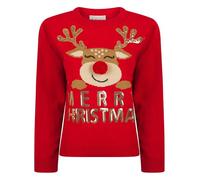 Tokyo Laundry Damen Strickpullover "Merry Christmas", Happy Rudolph - Tokyo Red, 44