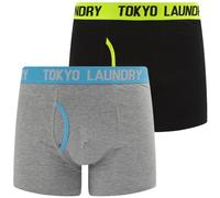 Tokyo Laundry Herren-Boxershorts-Set, Stretch-Baumwolle, 2 Stück, Wilton 2 - Grün - Blau, XL