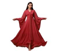 TOLEEN Sommerkleider mit Blumenmuster für Damen, langärmelig, lässiger Stil, Strandkleid, Swing-Kleid, Rot - 805, Mittel