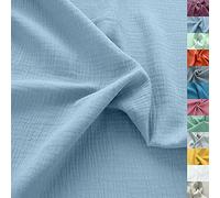 TOLKO 50cm Musselin Stoff Meterware | weicher Baumwollstoff für Kleid Bluse Baby Tuch Decke Tagesdecke Bettwäsche | ÖkoTex Double Gauze | uni Baumwollstoffe Dekostoff Stoffe zum Nähen Meterware