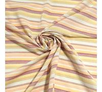 TOLKO Baumwollstoffe gestreifter Sommer Batist aus 100% Baumwolle | weicher Nesselstoff als Modestoff Kleiderstoff Dekostoff | Stoffe zum Nähen Meterware Baumwolle (Beige apricot)