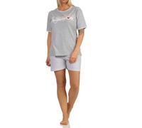 Toller Damen Shorty-Schlafanzug, Kurze Hose, mit Frontprint 'New York City Loving' 66338, Farbe:grau-Melange, Größe:48-50