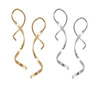 TOLOWOBK Ohrringe Hängend für Damen, 2 Paar Quasten Spiraldraht Ohrringe Gold/Silber Lange Spiral Einfädler Durchzieher Ohrring Damen Mädchen Weihnachten Valentinstag Geburtstag Geschenk für Frauen