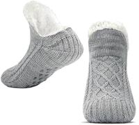 Tolumo Pantoffelsocken für Frauen Männer Warm Halten Socke Nicht Rutschen Gestrickt Dick Sherpa Fleece Gefüttert Kuschelig Winter Flauschig Bett Hausschuhe Geeignet für Indoor Haus Haus Boden Grey