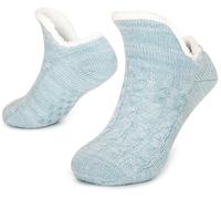 Tolumo Pantoffelsocken für Frauen Männer Warm Halten Socke Nicht Rutschen Gestrickt Dick Sherpa Fleece Gefüttert Kuschelig Winter Flauschig Bett Hausschuhe Geeignet für Indoor Haus Haus Boden DM Blue
