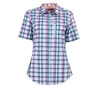 TOM COLLINS Damen Bluse Kurzarm Freizeitbluse mit Liegekragen Plixo, Größe:46, Farbe:Mittelblau