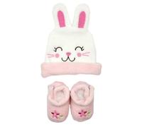 Tom ET ZOE, PU2196, Hat and Slippers for Baby Girls, optimal Comfort in Soft Polyester, Adorable and Practical Design, Dimensions 28 x 14 cm, one Size, pink Color