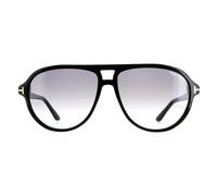 Tom Ford Aviator Herren glänzend schwarz Rauch Gradient FT0932 Jeffrey Einheitsgröße