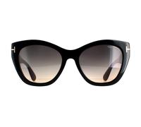 Tom Ford Cat Eye Damen glänzend schwarz rauch grau Gradient FT0940 Cara Sonnenbrille Einheitsgröße