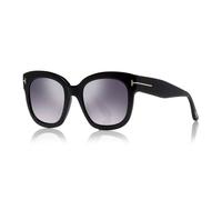 Tom Ford Damen Sonnenbrille - Beatrix-02 - FT0613 - 01C - 52mm - Schwarz, Glänzend, Quadratisch, verspiegelt, mirrored